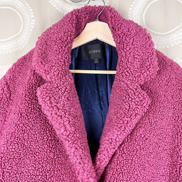 J. Crew Teddy sherpa winter coat in dark rose - Picture 5 of 11